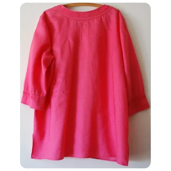 Coldwater Creek Pink 100% Linen Tunic Top Blouse Shirt Plus Size 2X - Picture 3 of 4